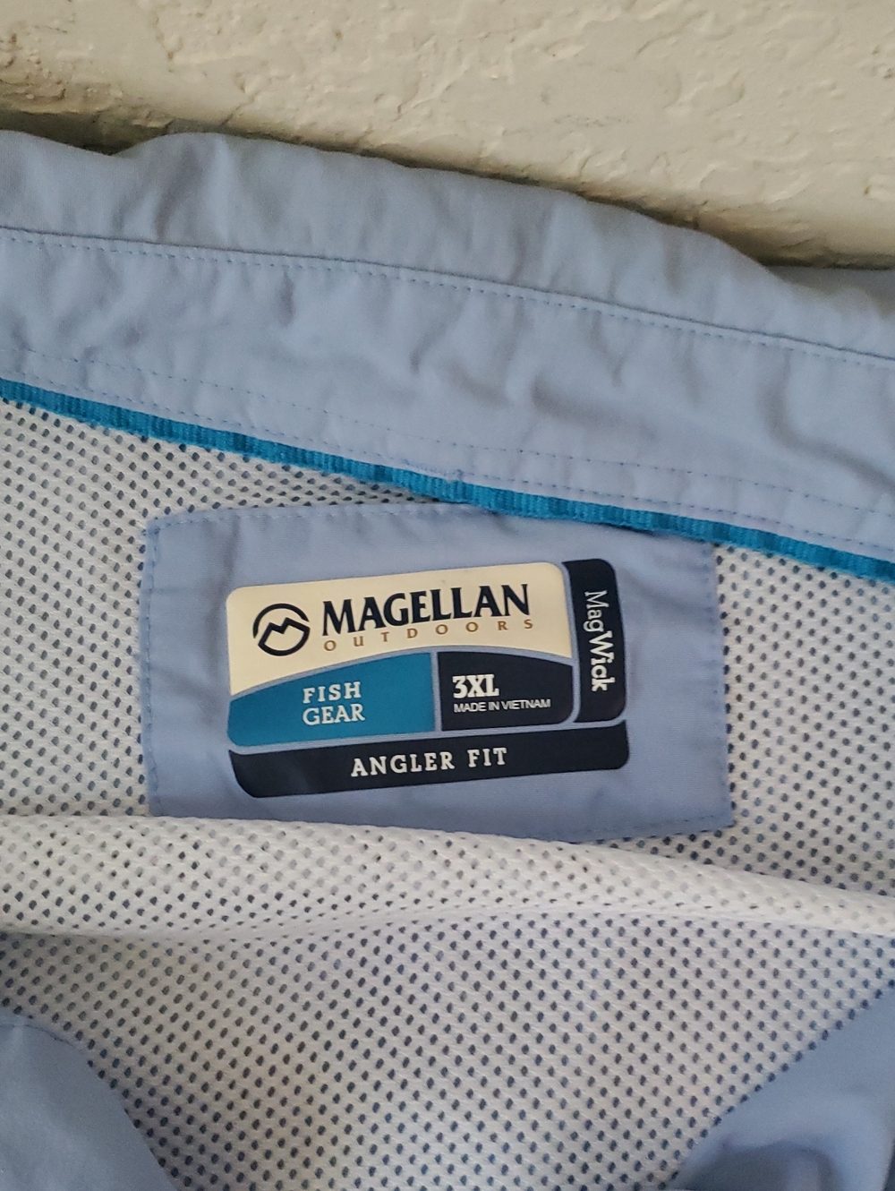 Lot of 2 Magellan Outdoors Fishing Shirts 3XL Light Blue Gingham Plaid Fish Gear - Picture 6 of 10